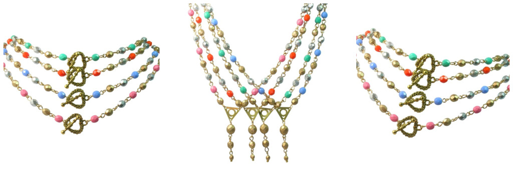 Colourful gold silver beaded necklace Collage