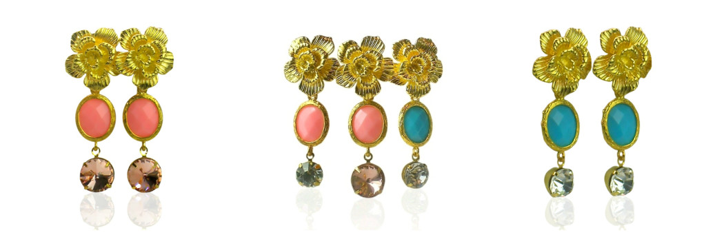 pink turquoise earrings Collage